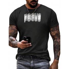 3D Focus Print Short Sleeve Crew Neck T-Shirt - Vibrant Color Block Pattern, Slight Stretch Polyester Fabric, Regular Fit, Pullover Design - Perfect for Summer Outdoor Activities