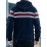 1pc Men'S Casual Color Block Chenille Hooded Knit Jacket - Polyester Long Sleeve Zip-Up with Slight Stretch, Regular Fit Hooded Sweater for Fall/Winter