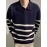 Men's Color Blocking Striped Golf Shirt For Autumn And Winter, Casual Stylish Long Sleeve Top As Gift