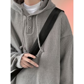 Songxier Men's Casual Hooded Sweater - Cozy Knit Pullover with Kangaroo Pocket, Solid Color, Perfect for Fall/Winter