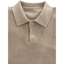 Men'S Casual Solid Color Button-Design Sweater | 100% Polyester Knit Fabric | Medium Stretch | Polo Collar | Loose Fit | Fall/Winter Collection
