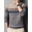 1pc Men'S Casual Striped Crew Neck Sweater, Polyester Knit Long Sleeve Pullover, Mature Style Solid Color Warm Top for Sports and Leisure