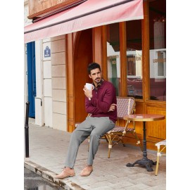 Men'S Casual Chino Pants, Rayon Blend, Non-Stretch, Solid Color, Regular Fit, with Button Detail, for All-Season Woven Flat Front Drawstring Trousers