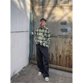 Men's Trendy Solid Color Street Style Loose Fit Pants, Comfy Casual Classic Cotton Trousers For Men's Outdoor Activities