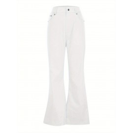 Men's Vintage-Inspired Flare Pants - Solid Color, Mid-Rise Bell Bottoms with Cotton Blend, Machine Washable