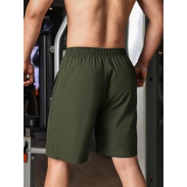 Men's Breathable Quick-Dry Casual Shorts with Zipper Pocket - Perfect for Fitness & Leisure, Machine Washable