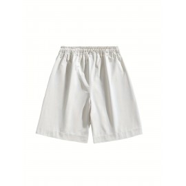 Men's Solid Color Sports Shorts With Drawstring & Pockets, Lightweight Comfy Shorts For Summer Sport And Casual Wear