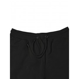 Men'S Casual Halloween-Themed Drawstring Shorts, Cotton Knit Fabric, Solid Color, Regular Fit, Elastic Waistband - Summer Leisure Pants