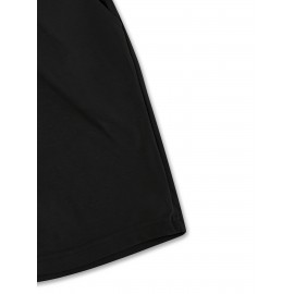 Men'S Casual Halloween-Themed Drawstring Shorts, Cotton Knit Fabric, Solid Color, Regular Fit, Elastic Waistband - Summer Leisure Pants