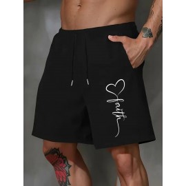Men's Casual Summer Shorts - Comfy Polyester, Drawstring Waist with Pockets, Trendy Printed Design for Beach & Outdoor Activities