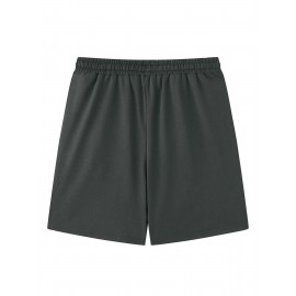 Men's Casual Rock Print Drawstring Shorts - Breathable Polyester, Pockets Included, Machine Washable