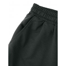 Men's Casual Rock Print Drawstring Shorts - Breathable Polyester, Pockets Included, Machine Washable